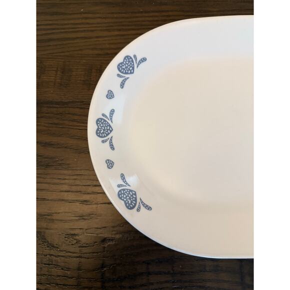 Corelle BLUE SPONGE HEARTS Oval Platter - 12 1/4” x 10” - Picture 4 of 9